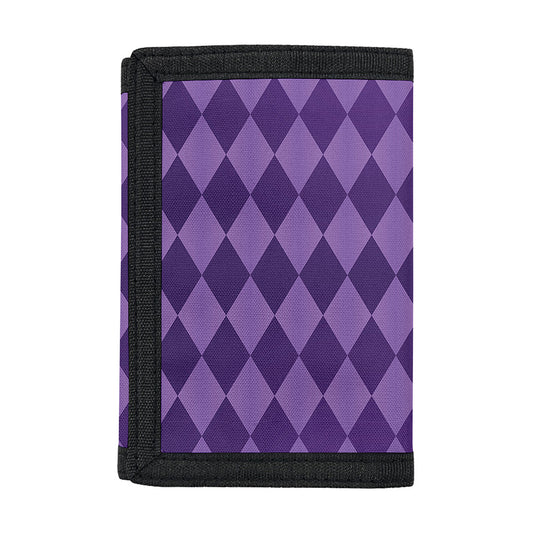 Purple Harlequin Pattern Print Trifold Wallet