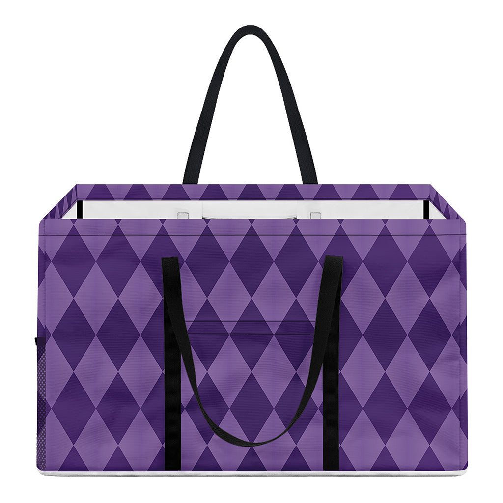 Purple Harlequin Pattern Print Utility Tote Bag