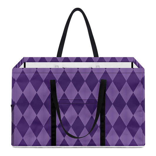 Purple Harlequin Pattern Print Utility Tote Bag