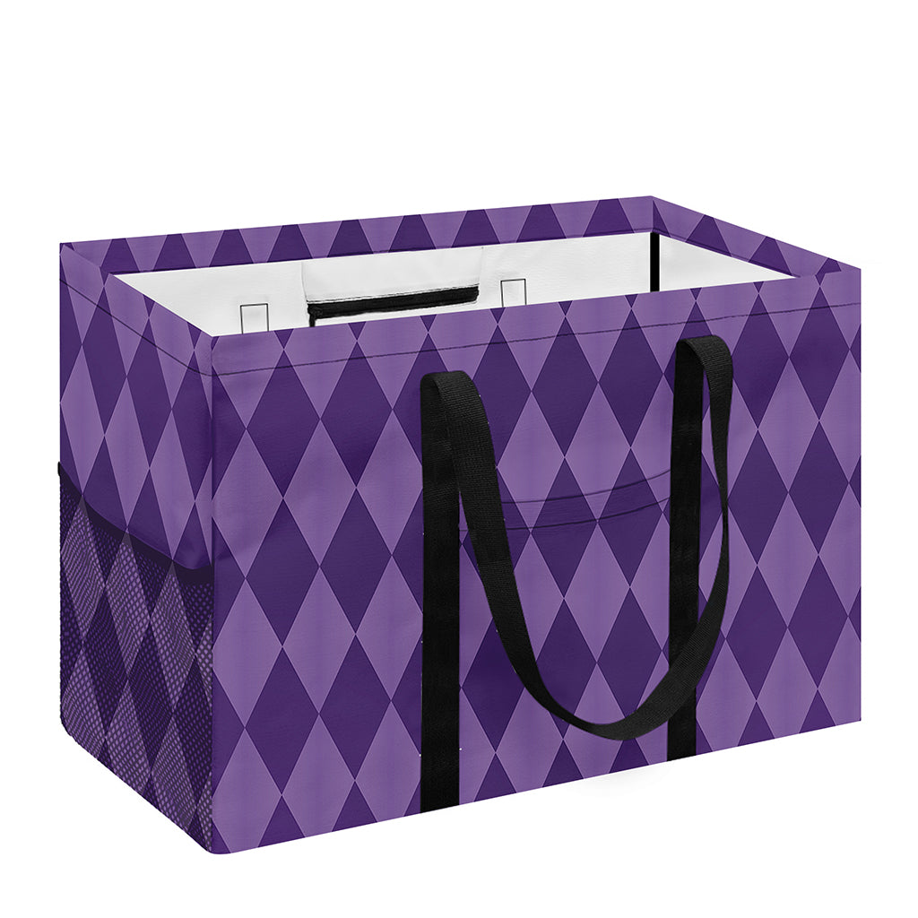 Purple Harlequin Pattern Print Utility Tote Bag