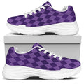 Purple Harlequin Pattern Print White Chunky Shoes