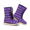 Purple Harlequin Pattern Print Winter Boots