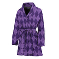 Purple Harlequin Pattern Print Women's Bathrobe