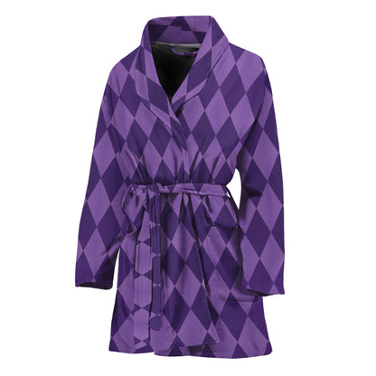 Purple Harlequin Pattern Print Women's Bathrobe