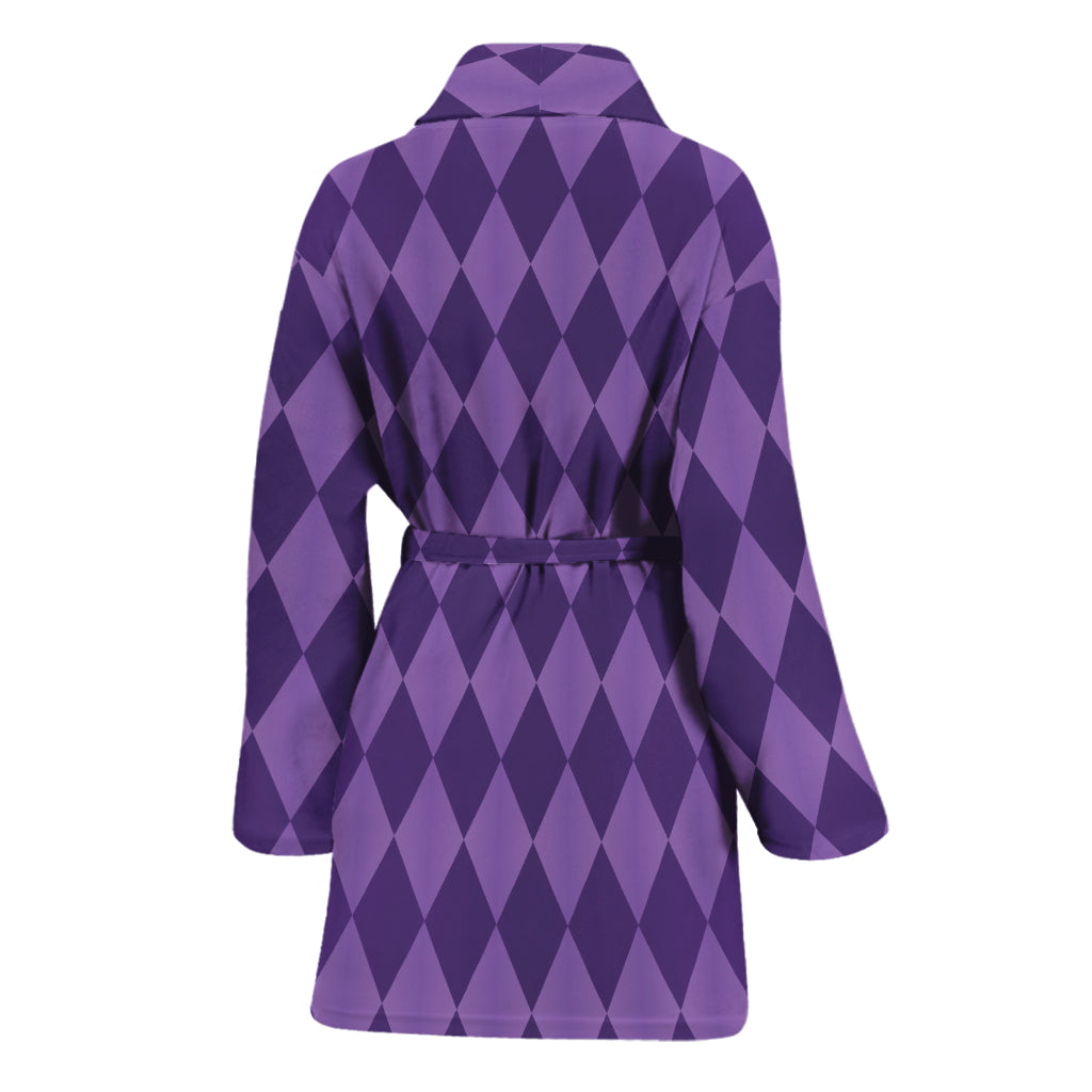 Purple Harlequin Pattern Print Women's Bathrobe