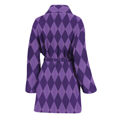Purple Harlequin Pattern Print Women's Bathrobe