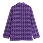 Purple Harlequin Pattern Print Women's Cotton Blazer