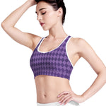 Purple Harlequin Pattern Print Women's Sports Bra