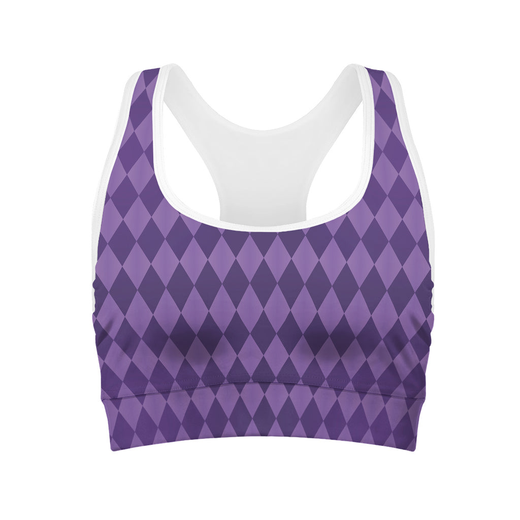 Purple Harlequin Pattern Print Women's Sports Bra