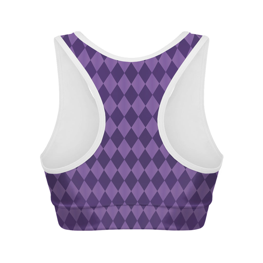 Purple Harlequin Pattern Print Women's Sports Bra