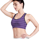Purple Harlequin Pattern Print Women's Sports Bra
