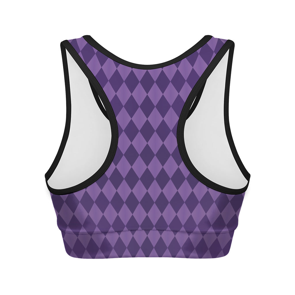 Purple Harlequin Pattern Print Women's Sports Bra