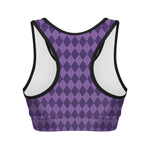 Purple Harlequin Pattern Print Women's Sports Bra