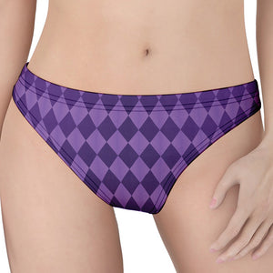 Purple Harlequin Pattern Print Women's Thong