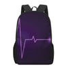 Purple Heartbeat Print 17 Inch Backpack