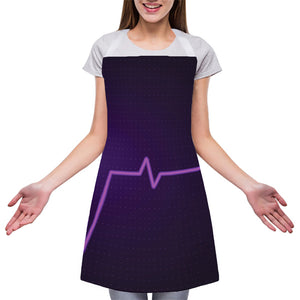 Purple Heartbeat Print Adjustable Apron