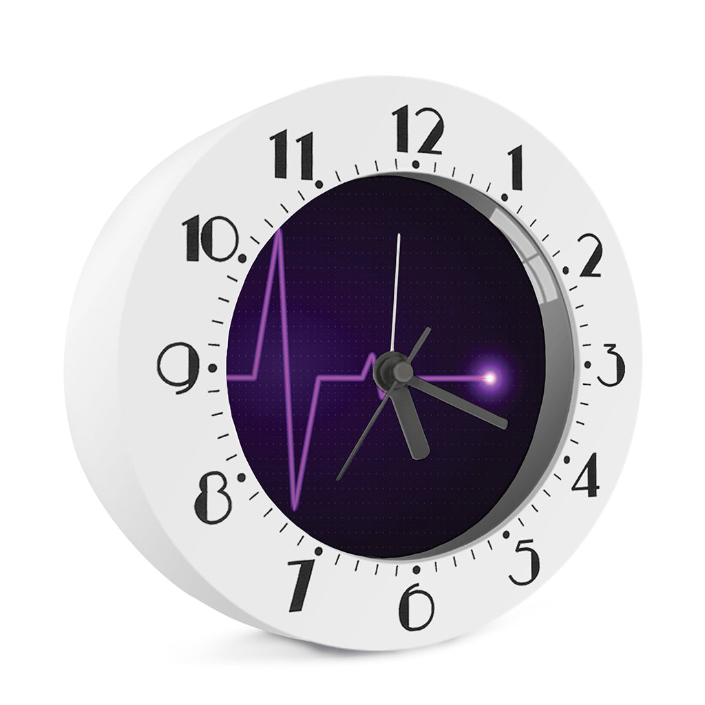 Purple Heartbeat Print Alarm Clock