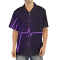 Purple Heartbeat Print Aloha Shirt