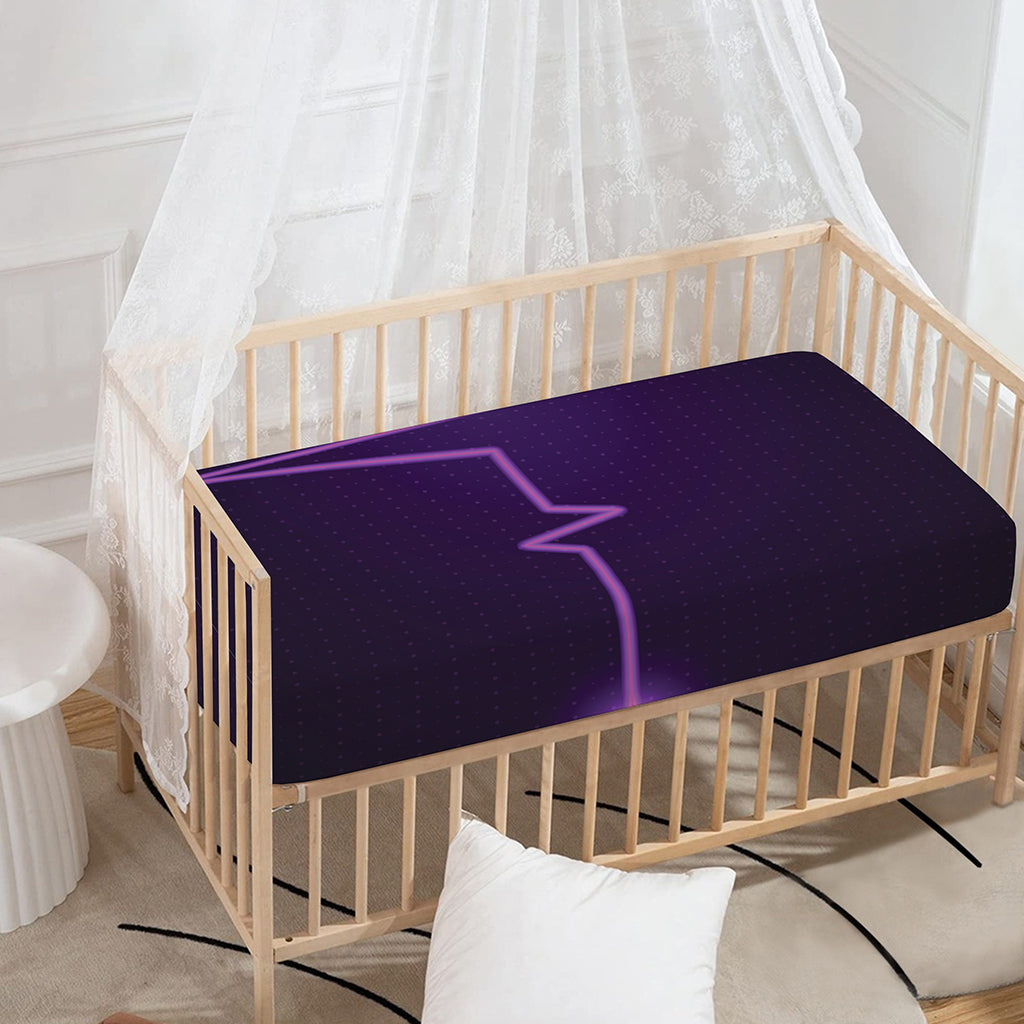 Purple Heartbeat Print Baby Crib Sheet