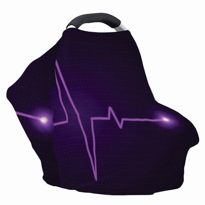 Purple Heartbeat Print Baby Seat Cover