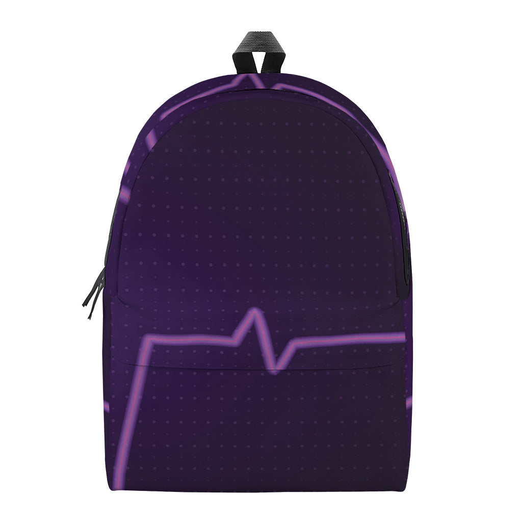 Purple Heartbeat Print Backpack