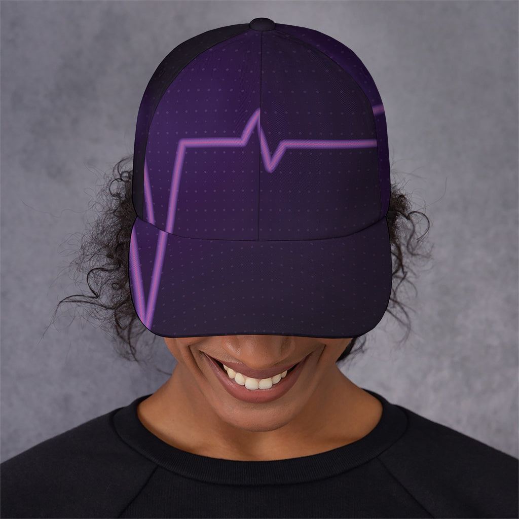 Purple Heartbeat Print Baseball Cap