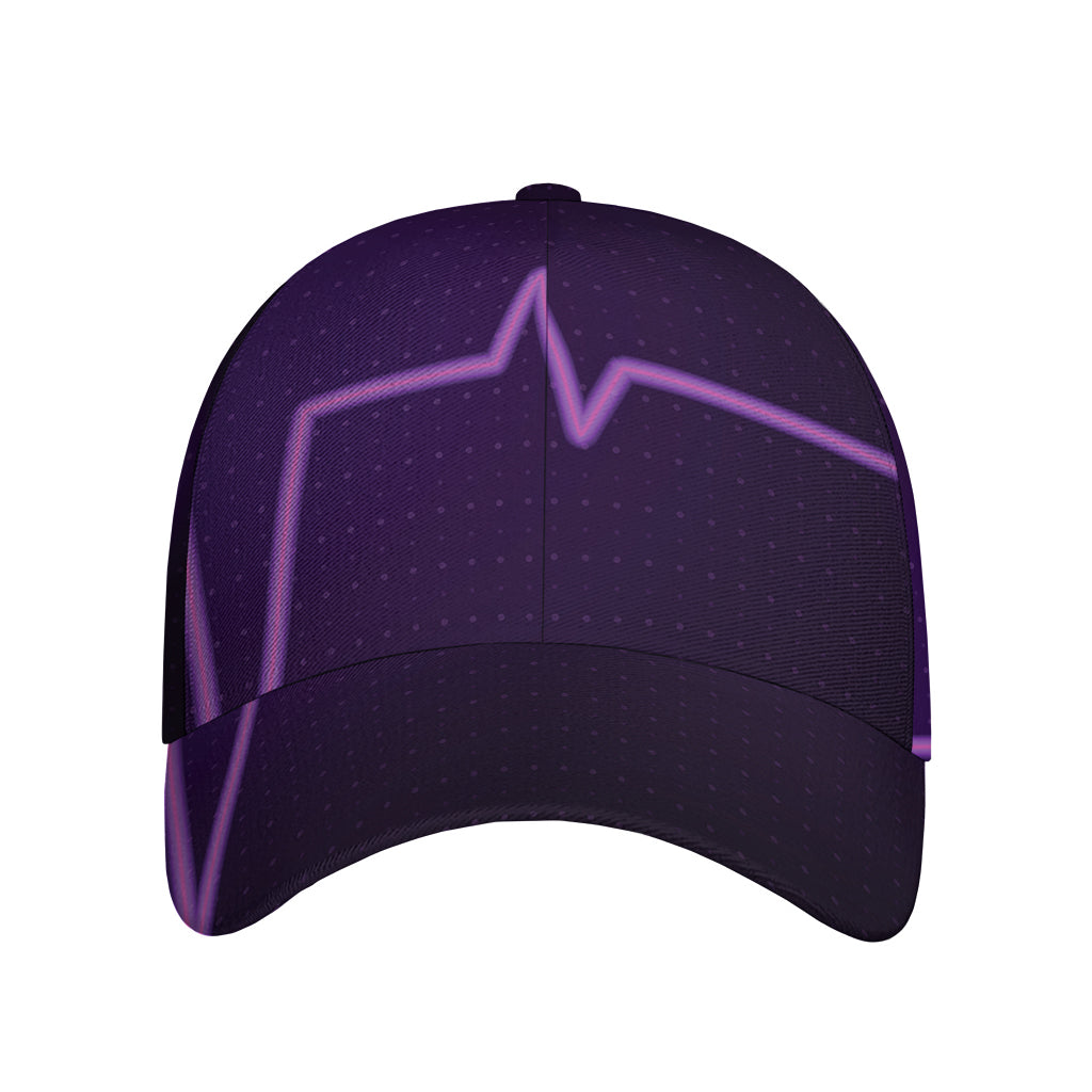 Purple Heartbeat Print Baseball Cap