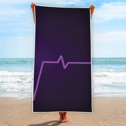 Purple Heartbeat Print Beach Towel