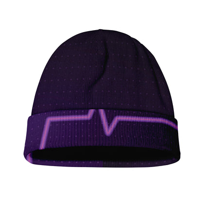 Purple Heartbeat Print Beanie