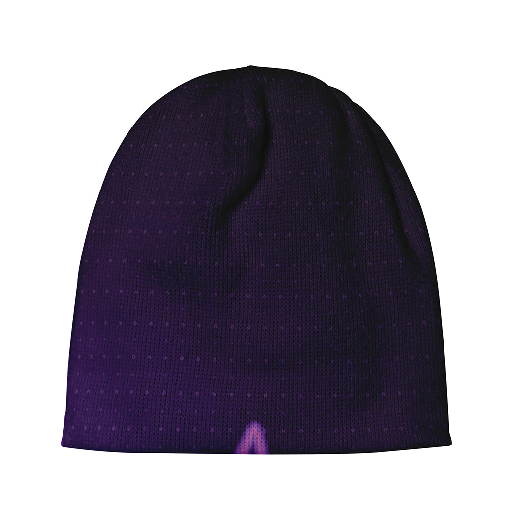 Purple Heartbeat Print Beanie