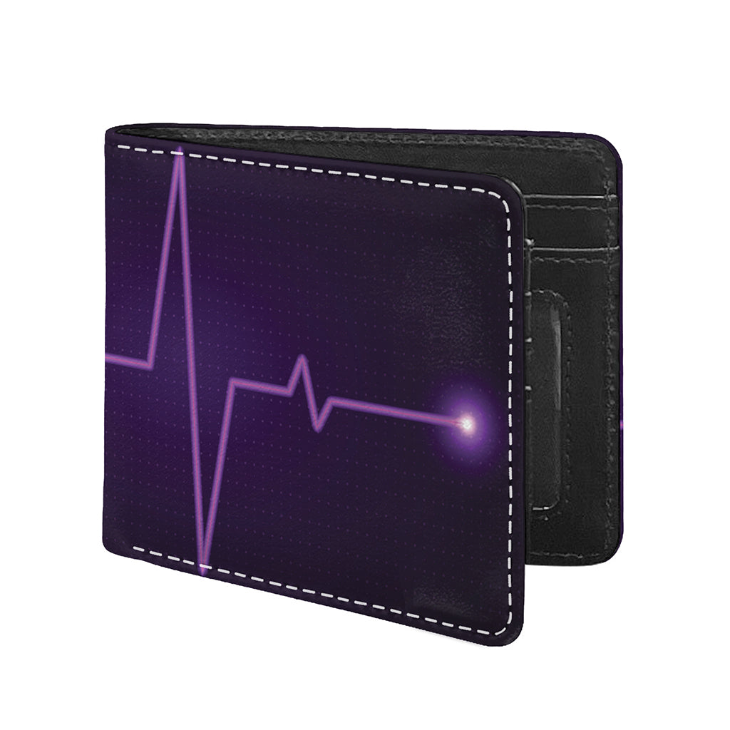 Purple Heartbeat Print Bifold Wallet