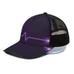 Purple Heartbeat Print Black Mesh Trucker Cap