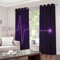 Purple Heartbeat Print Dimout Grommet Curtains
