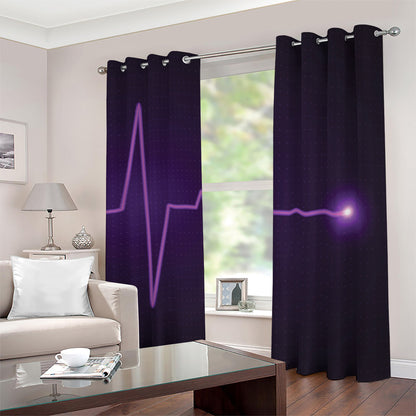 Purple Heartbeat Print Blackout Grommet Curtains
