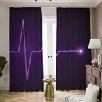 Purple Heartbeat Print Blackout Pencil Pleat Curtains