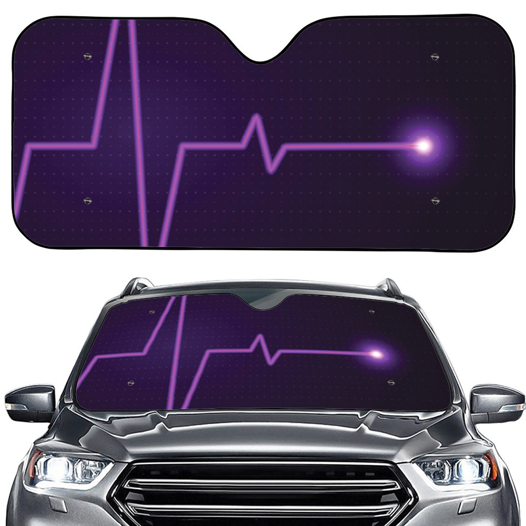 Purple Heartbeat Print Car Windshield Sun Shade