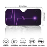 Purple Heartbeat Print Car Windshield Sun Shade