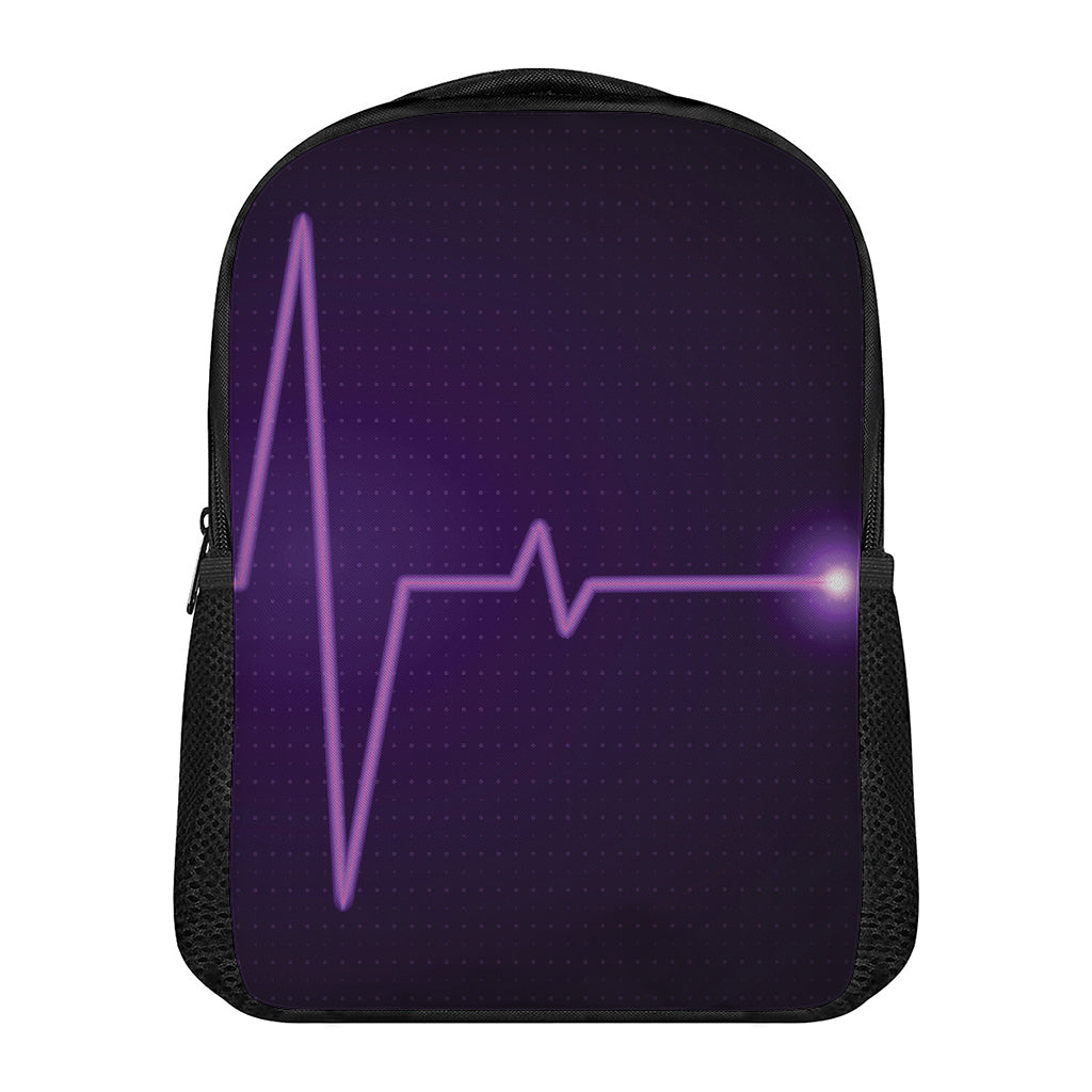 Purple Heartbeat Print Casual Backpack