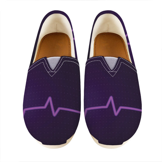 Purple Heartbeat Print Casual Shoes
