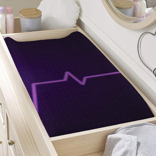 Purple Heartbeat Print Changing Pad Cover