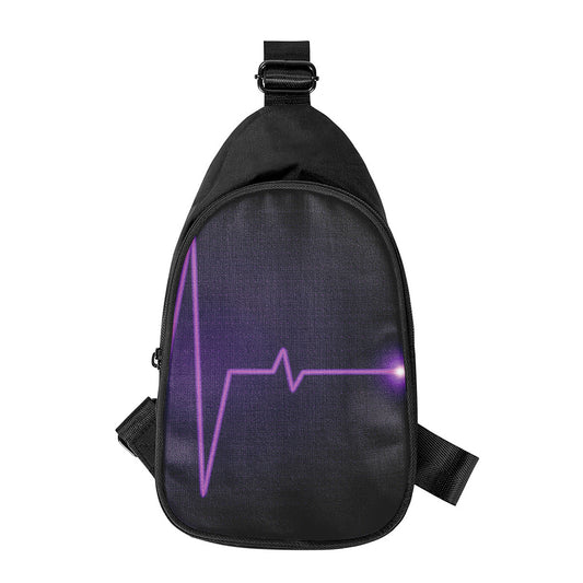 Purple Heartbeat Print Chest Bag