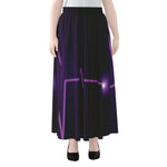 Purple Heartbeat Print Chiffon Maxi Skirt