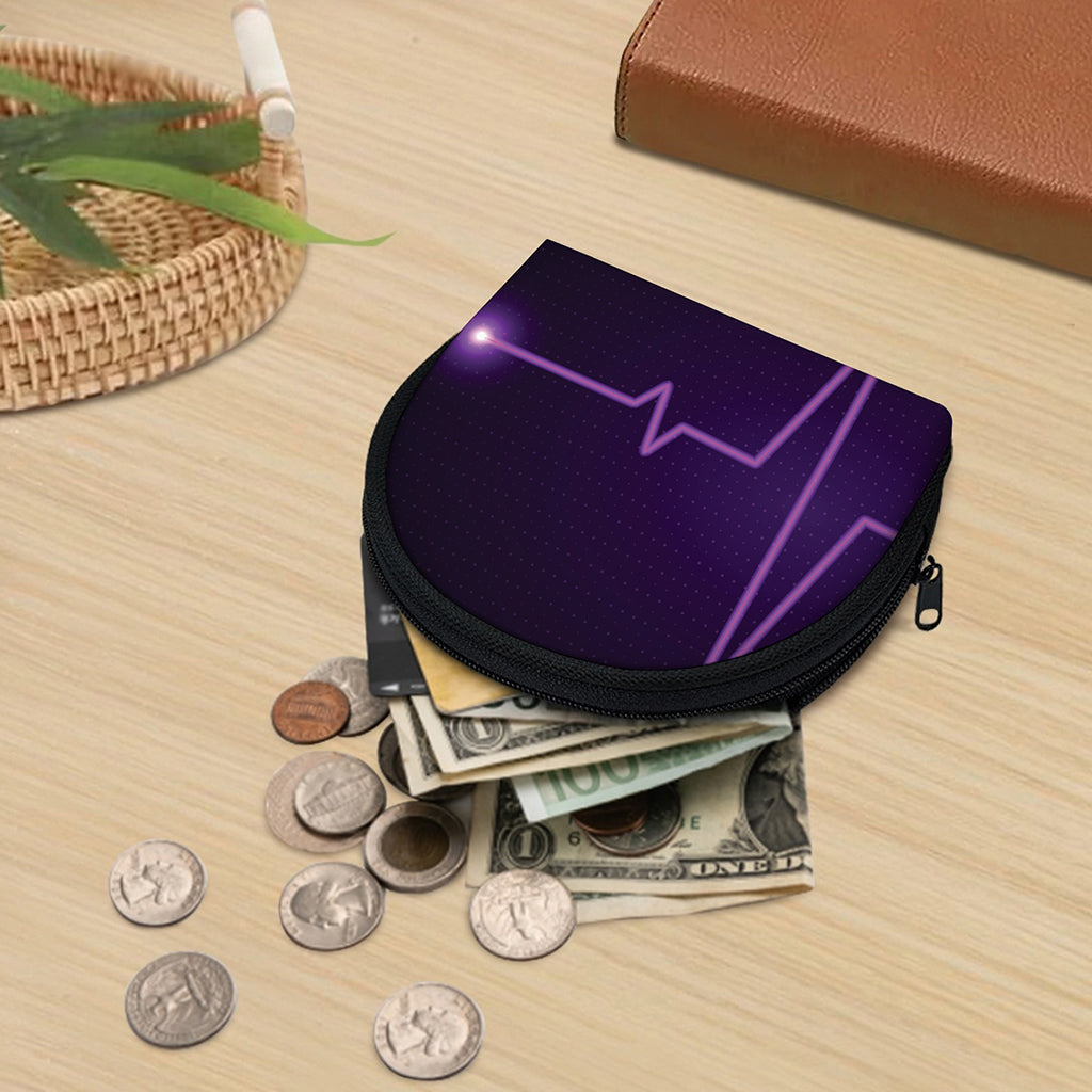 Purple Heartbeat Print Coin Purse