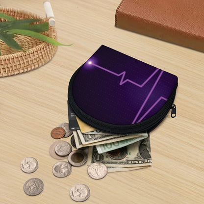 Purple Heartbeat Print Coin Purse