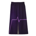 Purple Heartbeat Print Cotton Front Slit Maxi Skirt