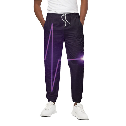 Purple Heartbeat Print Cotton Pants