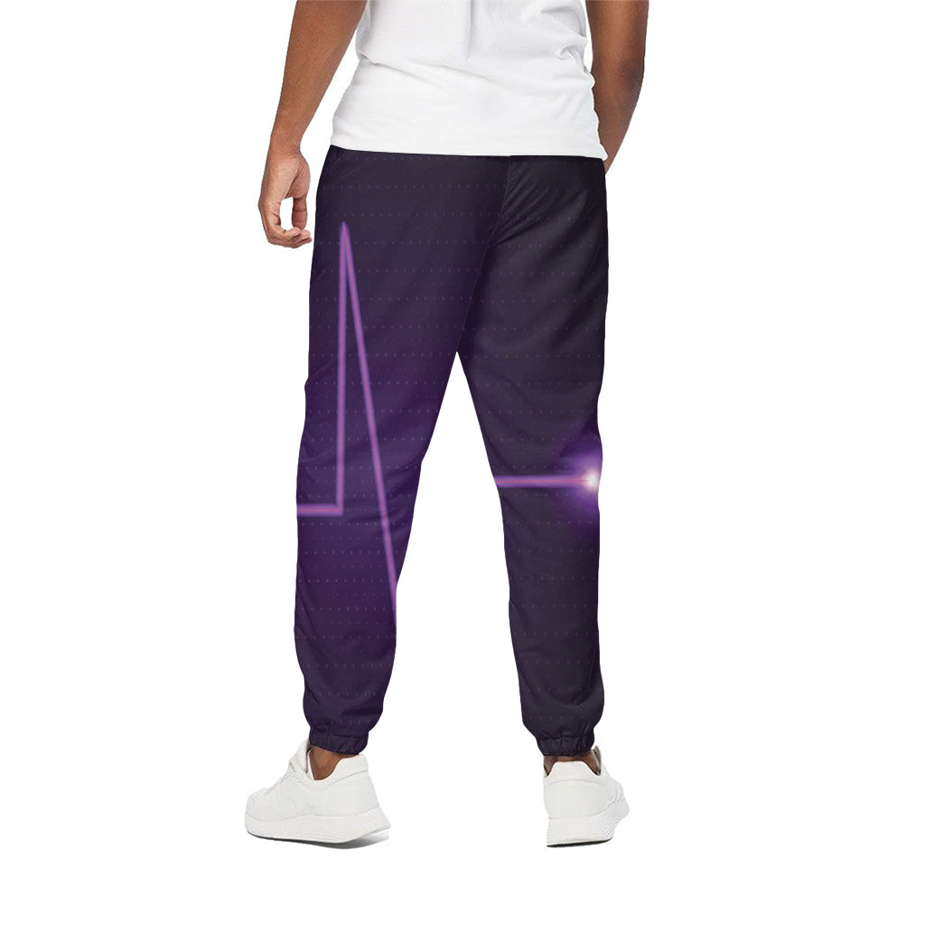 Purple Heartbeat Print Cotton Pants