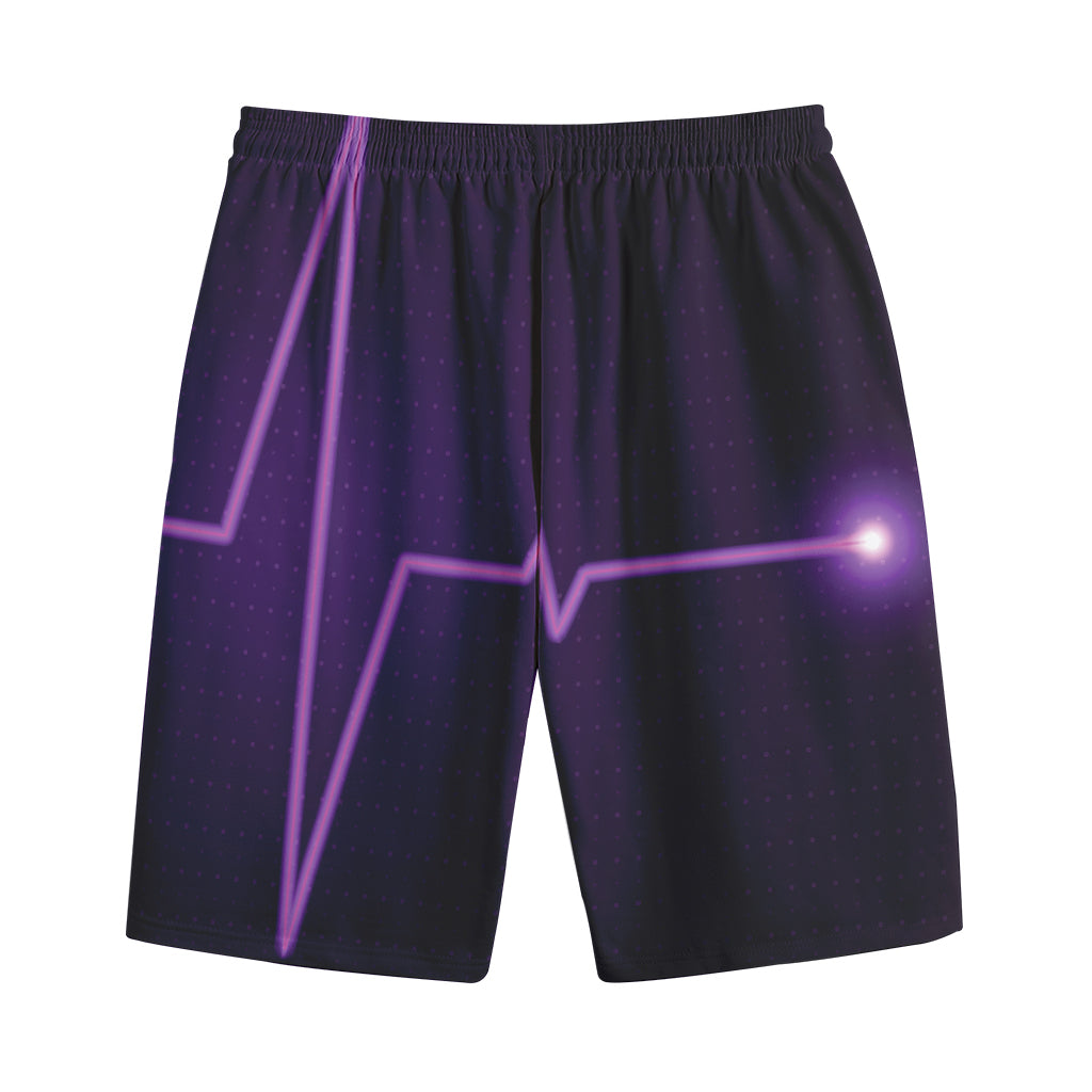 Purple Heartbeat Print Cotton Shorts