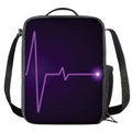 Purple Heartbeat Print Crossbody Lunch Bag
