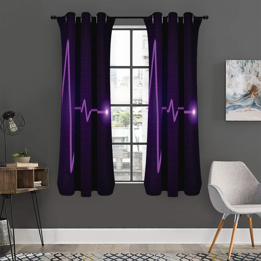 Purple Heartbeat Print Curtain
